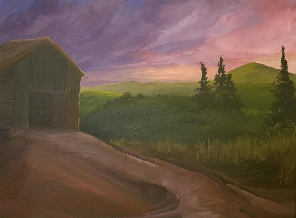 Spring 2021 Pink Sky Farm - 16"x20" Acrylic on Canvas